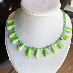 Green jade droplet necklace
